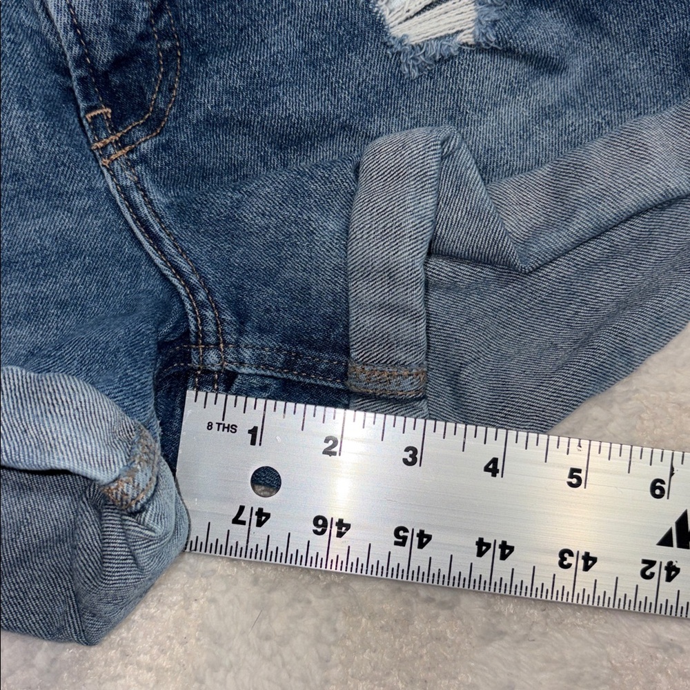 Old Navy OG Short High Rise Rolled Hem Distressed Jean Shorts • Size 4 - Picture 7 of 9